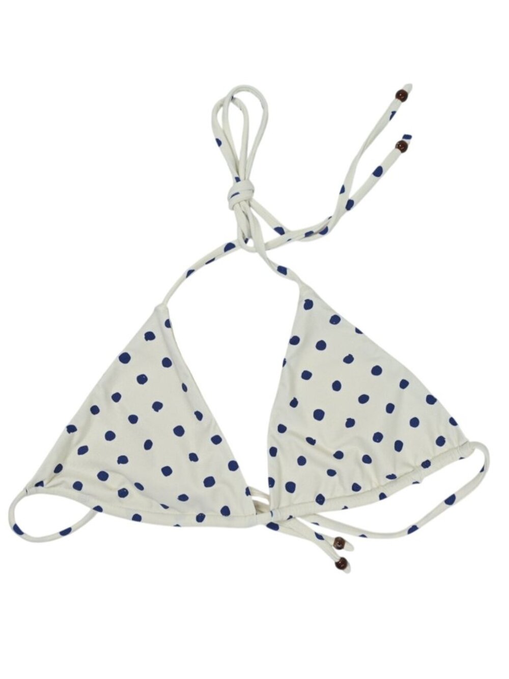 Fella Arnie Tie at Neck Bikini Top in Cream Polka Navy